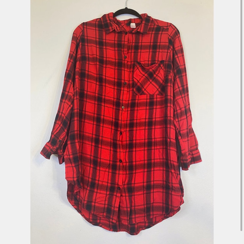 H&M Red Flannel Shirt, Large